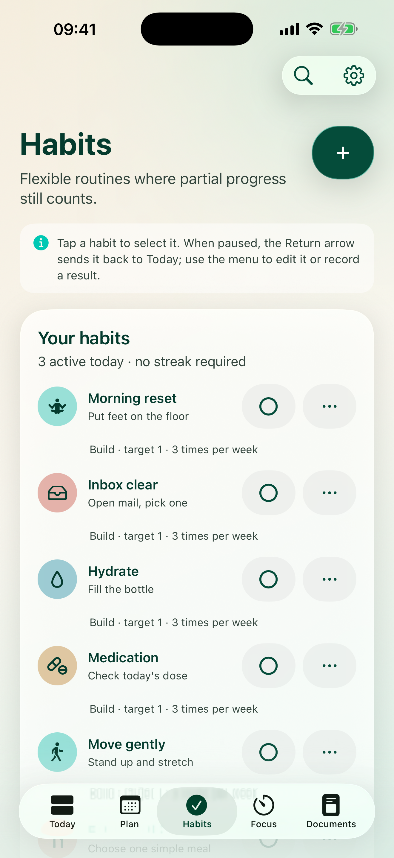 Habits Screen