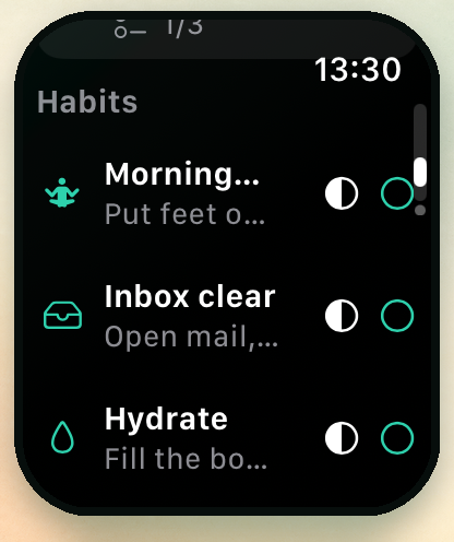 Return Today Apple Watch Habits screen